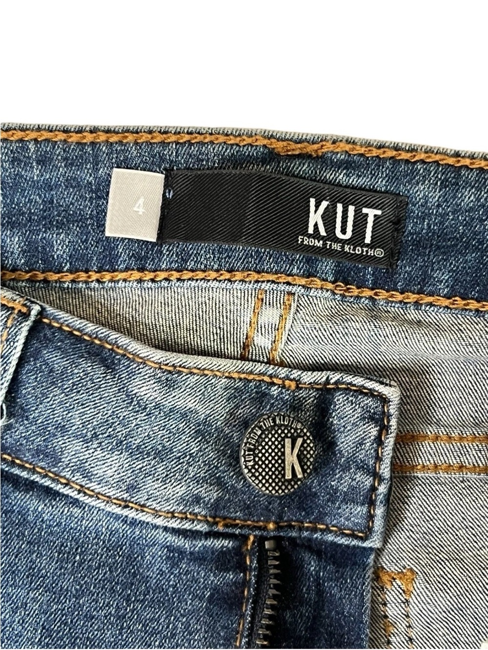 Women's KUT Connie Ankle Skinny Zip Fly Jeans Raw Hem Stretch Size 4 Blue - Picture 5 of 12